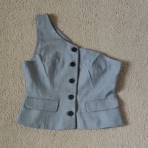 NWOT Zara Tailored Gray One Shoulder Vest Size Medium